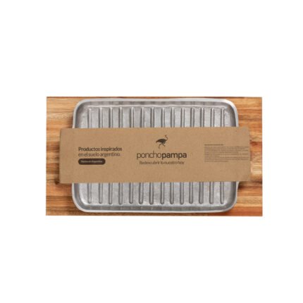 Bifera de Aluminio c/Base de Madera  Poncho Pampa