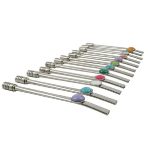 Bombilla De Gema Bronce Con Baño De Plata X 12 Unid Dcto 10%