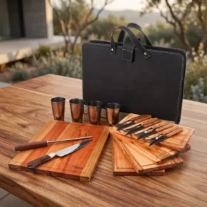Set De Asado X4 Rectangular Con Tabla De Cortar