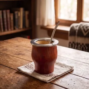 Mate Camionero Algarrobo Y Acero Con Bombilla