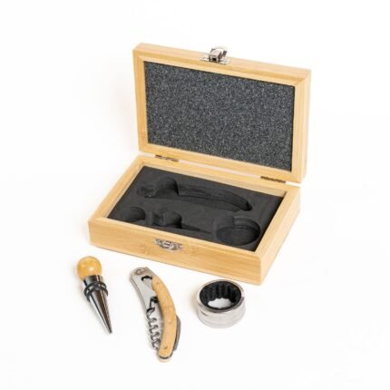 Set de vino de dos piezas en caja de madera. (LS-4277)