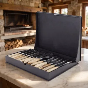 Set 6 Juegos De Cubiertos Premium En Box De Madera (12 Piezas)
