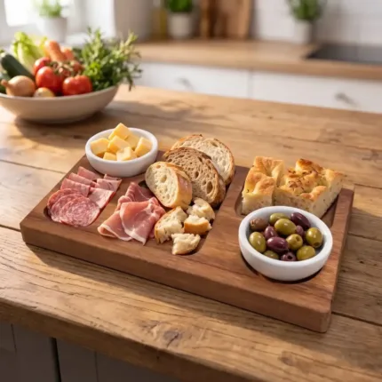 Tabla De Picada En Mini Block 30X20 Cm Con Bowls De Cerámica